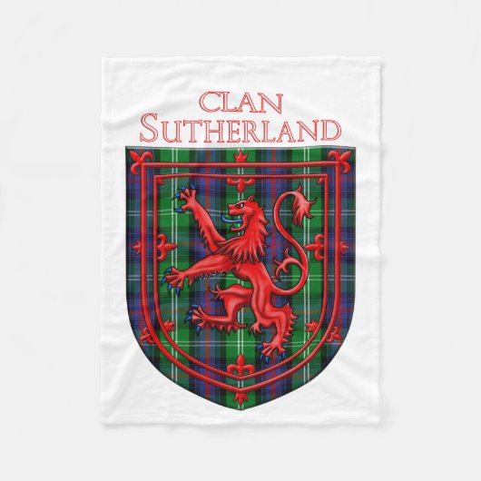 Sutherland Tartan Scottish Plaid Lion Rampant Fleece Deken (Voorkant)