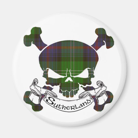 Sutherland Tartan Skull Magneet (Voorkant)