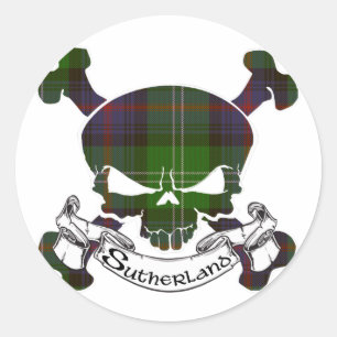 Sutherland Tartan Skull Ronde Sticker