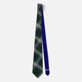 Sutherland Tartan & Solid Blue Monogram Stropdas
