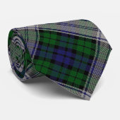Sutherland Tartan & Solid Blue Monogram Stropdas (Opgerold)