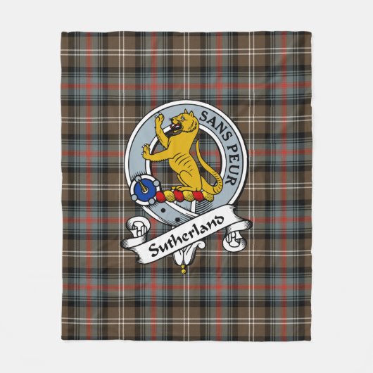 Sutherland Weathered Clan Badge Tartan Pset Fleece Deken (Voorkant)