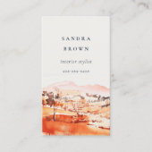 Sutle Blush Orange Watercolor Woods Mountain  Visitekaartje (Voorkant)