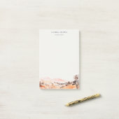 Sutle Blush Oranje Aquarel Woods Berg Post-it® Notes (Op bureau)