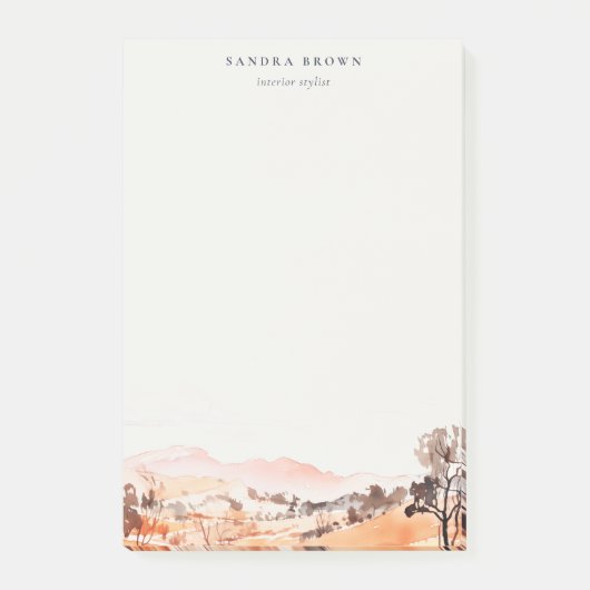 Sutle Blush Oranje Aquarel Woods Berg Post-it® Notes (Voorkant)