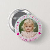 Suttle Glitter Aangepaste Foto & Tekst Ronde Button 5,7 Cm (Voorkant /achterkant)