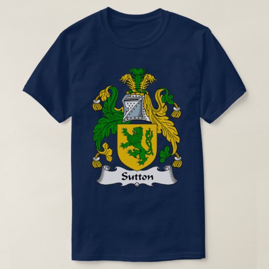 Sutton Coat of Arms Family Crest T-shirt (Design voorkant)