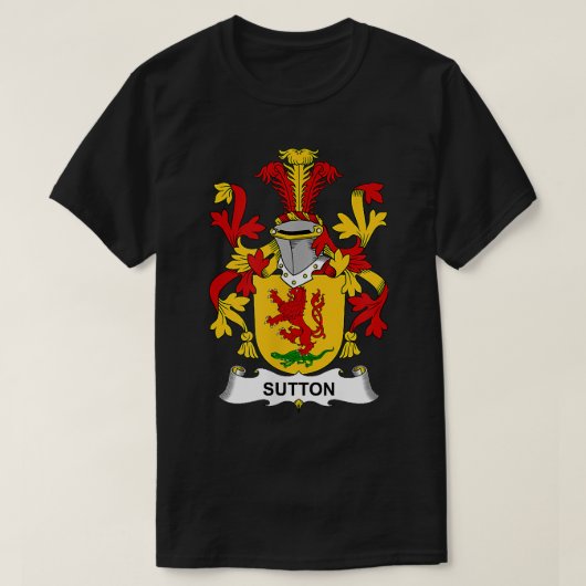 Sutton Coat of Arms Family Crest T-shirt (Design voorkant)