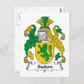 Sutton Family Crest Briefkaart (Voorkant / Achterkant)