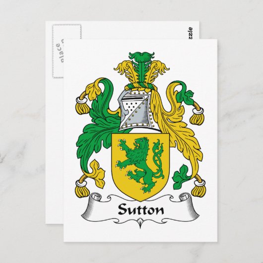 Sutton Family Crest Briefkaart (Voorkant / Achterkant)