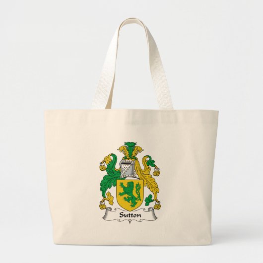 Sutton Family Crest Grote Tote Bag (Voorkant)