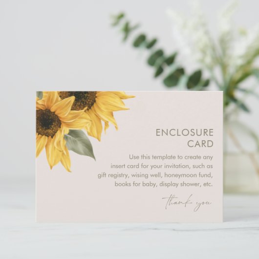 SUTTON Sunflower Enclosure Kaart, uitnodiging invu Informatiekaartje (Staand voorkant)