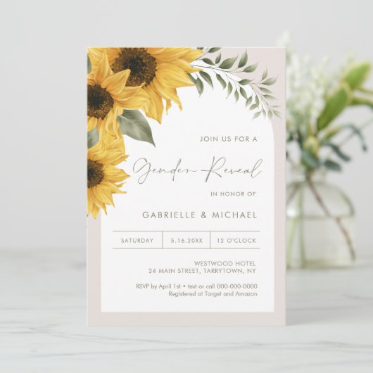 SUTTON Zonnebloem Geslacht onthullen Kaart (Staand voorkant)