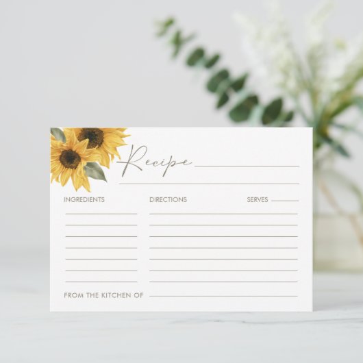 SUTTON Zonnebloem Recept Kaart  (Staand voorkant)