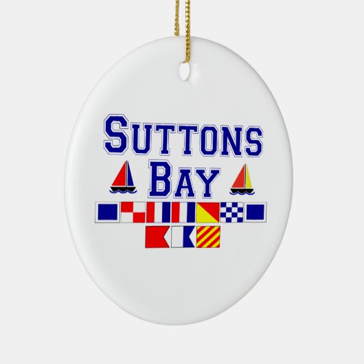 Suttons Bay, MI - Nautical Flag Spelling Keramisch Ornament (Rechts)