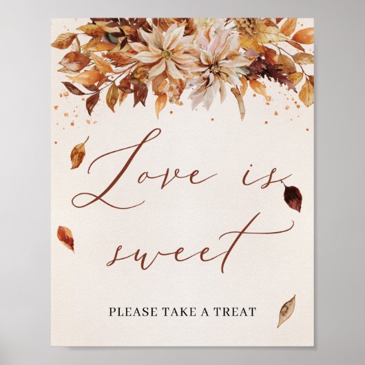 Sutumn Flowers Boho Marigold Love is Sweet Sign Poster (Voorkant)