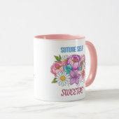 “Suture Self, Sweetie” Funny Nurse– Floral Medical Mok (Voorkant rechts)