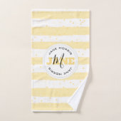 Suuny Yellow and White Monogrammed Name Stripes Bad Handdoek (Handdoek)