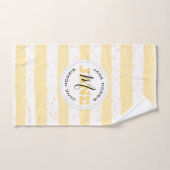 Suuny Yellow and White Monogrammed Name Stripes Bad Handdoek (Handdoek)