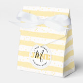 Suuny Yellow and White Monogrammed Name Stripes Bedankdoosjes (Voorkant Zijde)
