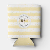 Suuny Yellow and White Monogrammed Name Stripes Blikjeskoeler (Achterkant)