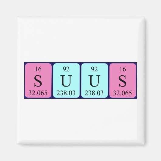 Suus periodiek table name magnet (Voorkant)