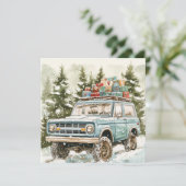  SUV met geschenken op Top Ornament Feestdagenkaart (Staand voorkant)