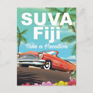 Suva, Fiji vintage vakantieposter Briefkaart