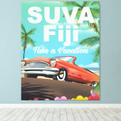 Suva, Fiji vintage vakantieposter Canvas Afdruk (Insitu (Houten vloer))