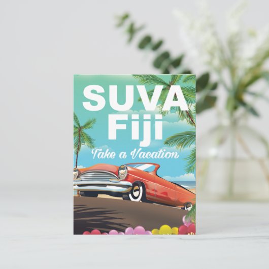 Suva,  poster van de vakantie in Fiji Briefkaart (Staand voorkant)