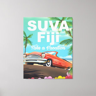 Suva,  poster van de vakantie in Fiji Canvas Afdruk
