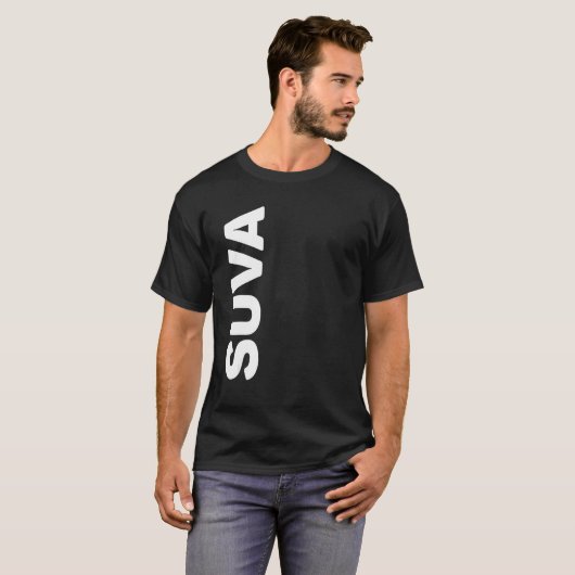 SUVA verticale tekst T-shirt (Voorkant volledig)