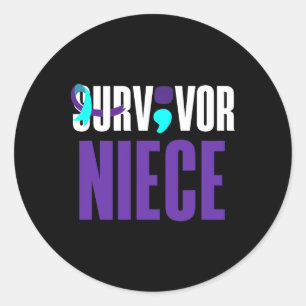 Suvivor nichtje ondersteunt zelfmoordpreventie bew ronde sticker