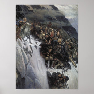 Suvorov die de Alpen passeert Poster