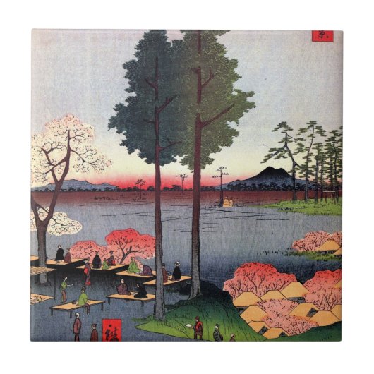 Suwa Bluff in Nippori (日 暮 諏 の 台 里 訪) Tegeltje (Voorkant)