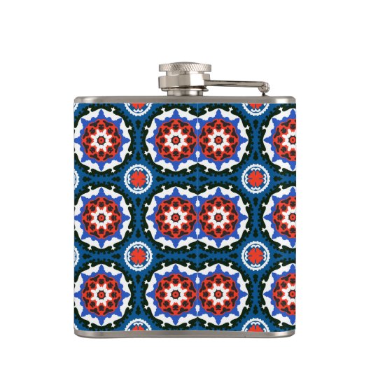 Suzani patroon met blote versiering heupfles (Achterkant)