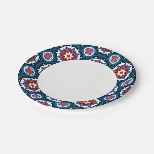 Suzani patroon met blote versiering papieren bordje (Gekanteld)