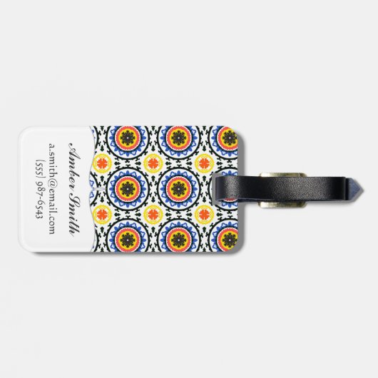 Suzani Pattern Bagagelabel (Achterkant horizontaal)