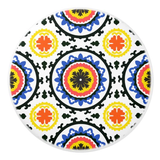 Suzani Pattern Keramische Knop (Voorkant)