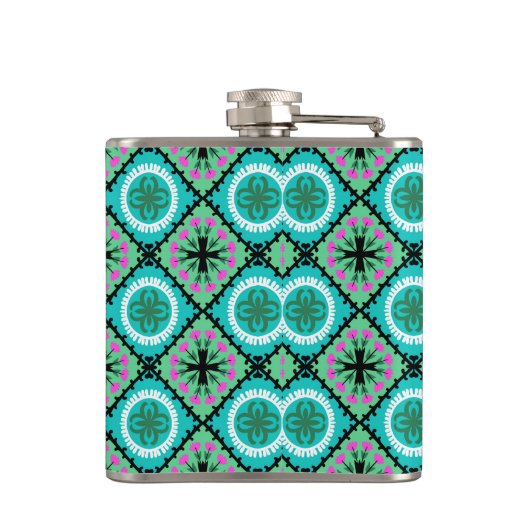 Suzani Pattern met Uzbek and Kazakse Motifs Heupfles (Achterkant)