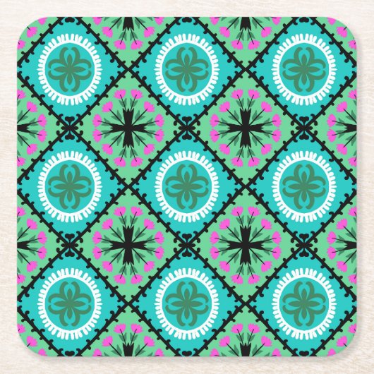 Suzani Pattern met Uzbek and Kazakse Motifs Kartonnen Onderzetters (Voorkant)