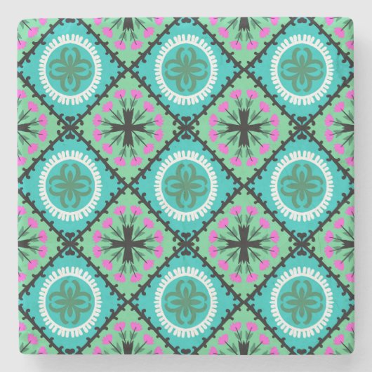 Suzani Pattern met Uzbek and Kazakse Motifs Stenen Onderzetter (Voorkant)
