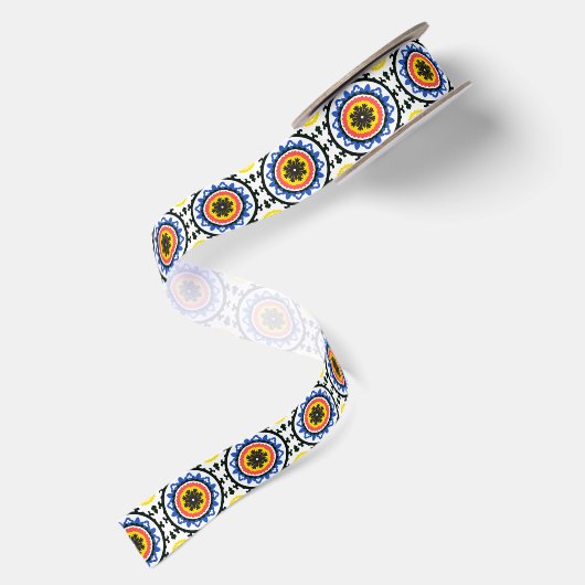 Suzani Pattern Satijnen Lint (Achterkant)