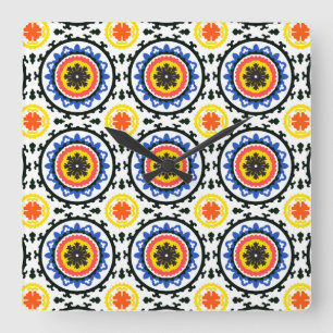 Suzani Pattern Vierkante Klok