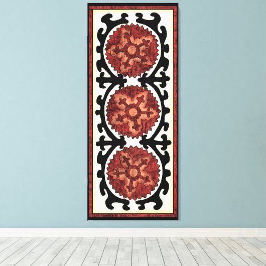 Suzani Style Decorative Floral Pattern Canvas Afdruk (Insitu (Houten vloer))