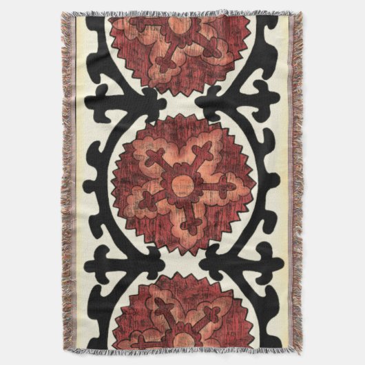 Suzani Style Decorative Floral Pattern Deken (Voorkant Verticaal)