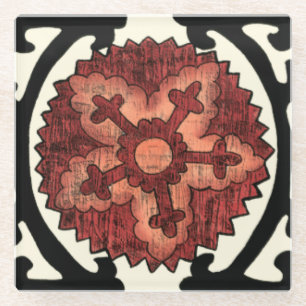 Suzani Style Decorative Floral Pattern Glazen Onderzetter