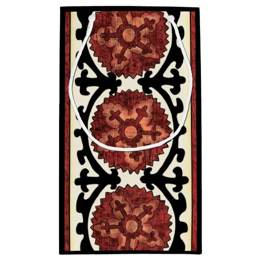 Suzani Style Decorative Floral Pattern Klein Cadeauzakje (Achterkant)