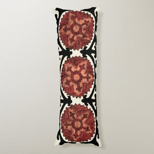 Suzani Style Decorative Floral Pattern Lichaamskussen (Voorkant Verticaal)