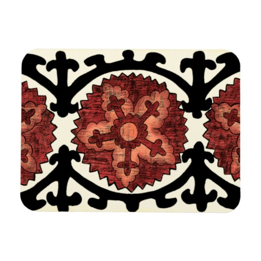 Suzani Style Decorative Floral Pattern Magneet (Horizontaal)